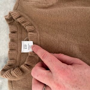 GAP Camel Knit Sweater with Ruffle Trim
